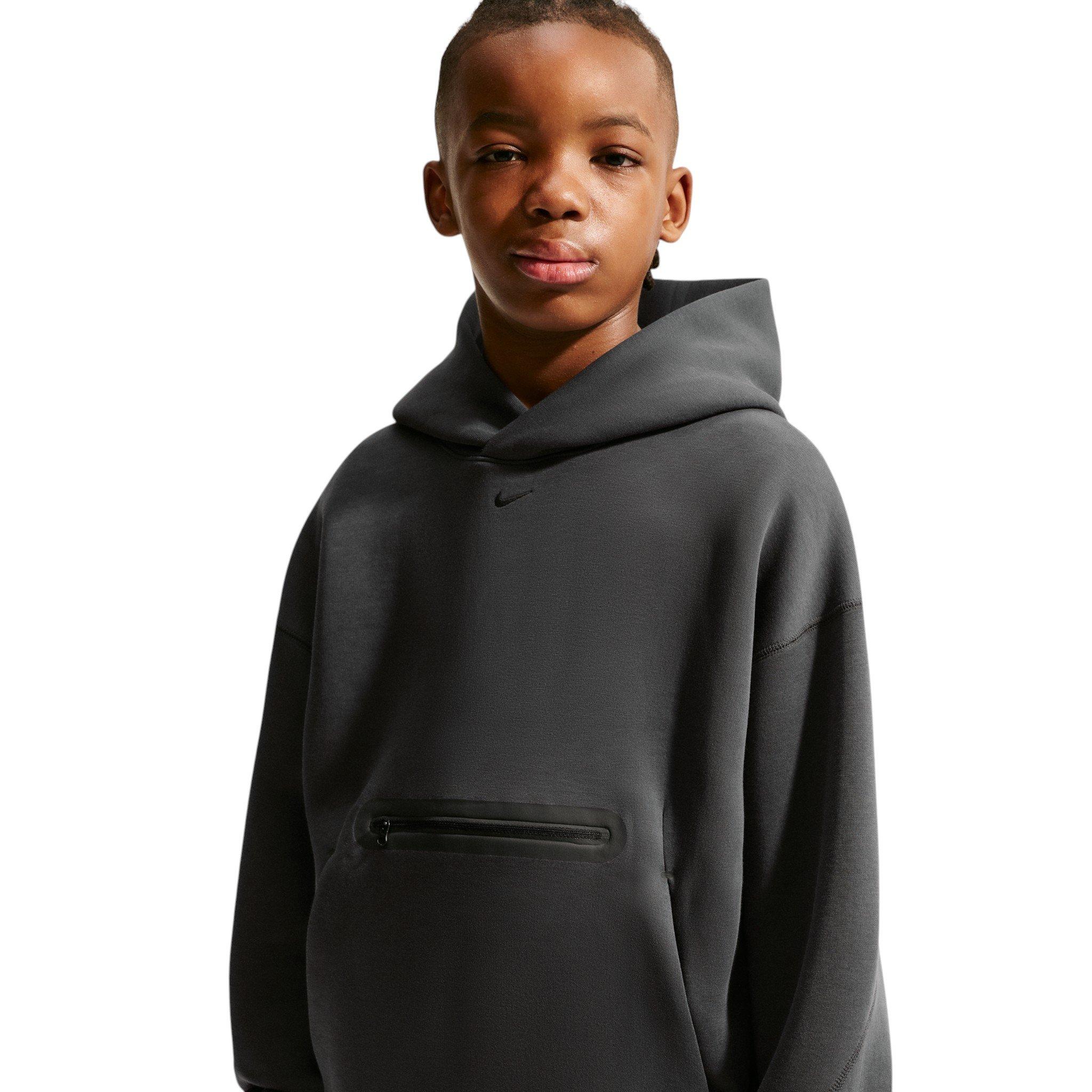 Nike Big Boys' Sportswear Tech Fleece Oversized Pullover Hoodie - Anthracite Grey - ANTHRACITE GREY